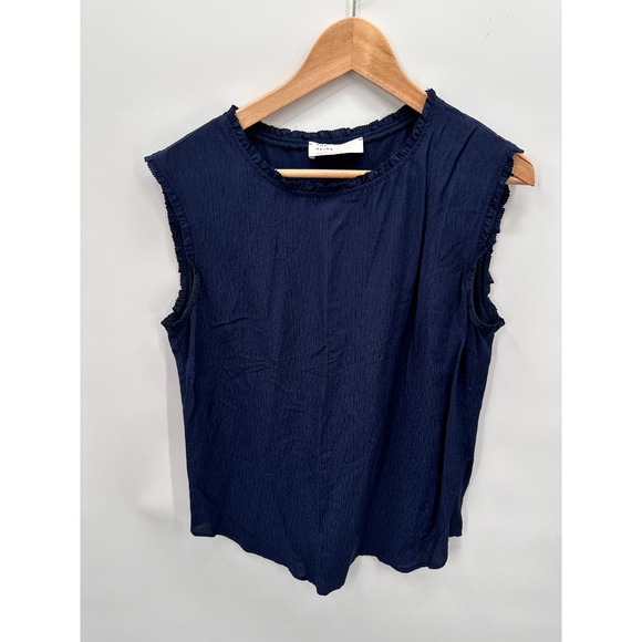 REISS Archive Minnie Navy Sleeveless Crewneck Blouse // 10 - Picture 1 of 8